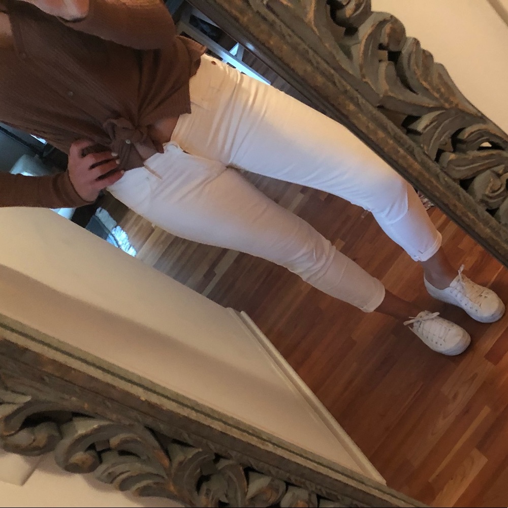 Hudson Harkin white crop skinny jeans